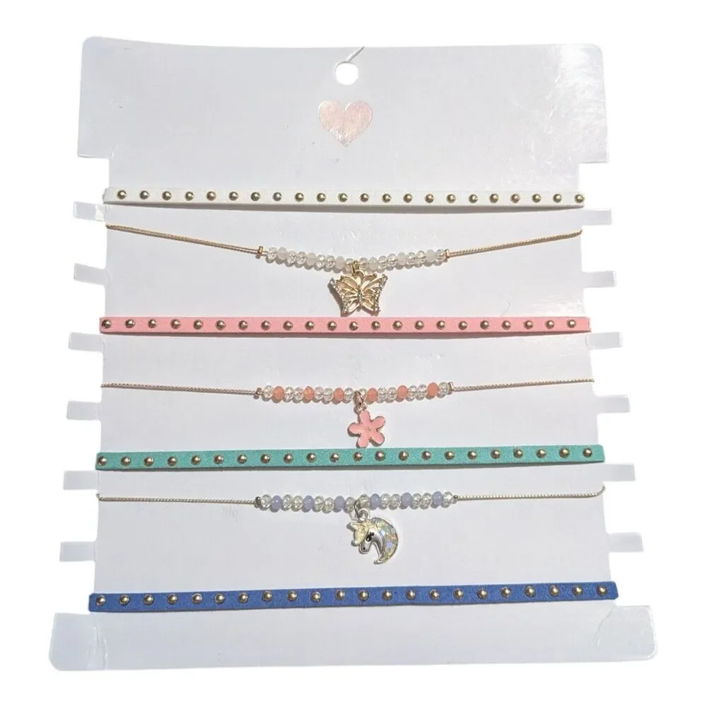 The Children’s Place Girls Choker Necklace Set – 7 Piece Colorful Charm Set